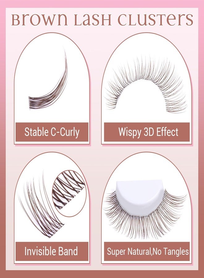 zanlufly Brown Lash Clusters Natural Eyelash Clusters Invisible Band Brown Lash Extension C Curly Dark Brown Wispy Lash Extension DIY Individual Eyelash Extension by zanlufly - Image 4